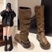 Belt Buckle Pile Thick-Soled Women Over-the-Knee Heel Long Western High Tube Riding Boots_vogvips.com