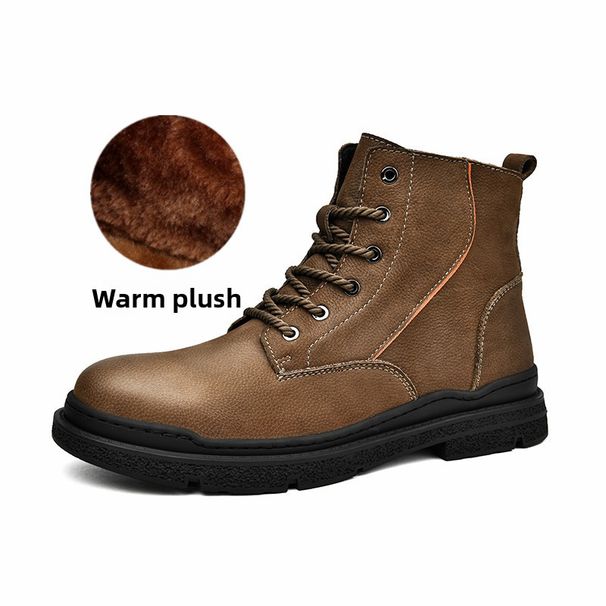 High Top Martin Boots Men's Shoes Medium Boots Tooling Men's Short Boots Snow Retro Old Men's Boots_vogvips.com