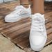 Women Fashion Summer Casual White Cutouts Lace Canvas Hollow Breathable Platform Flat Shoes Woman Sneakers_vogvips.com