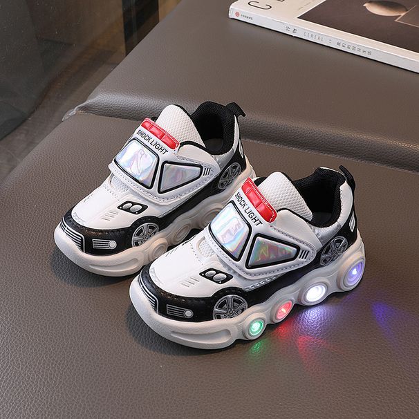 Light-Up Kids 2026 New Spring Autumn Leather Children's Sneakers Lightweight Casual Boys And Girls Baby Cartoon Shoes_vogvips.com