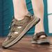 Men's Summer Breathable Hollow Leather Shoes, Lightweight, Non-Slip, Versatile Slip-On Closed-Toe Casual Shoes_vogvips.com