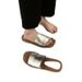Unique Design Retro Square Toe Open Toe Flat Slippers For Women Summer Outdoor Fairy Style Beach Vacation Sandals_vogvips.com