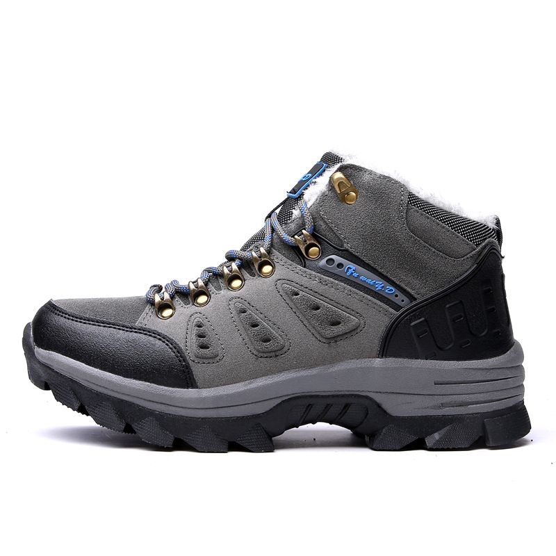 High-top Boots Men Comfortable Warm Plush Anti-slip Outdoor Hiking Shoes Men Breathable Durable Thick-soled Soft Snow Boots Men_vogvips.com