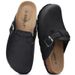 Kidmi Unisex Vegan Leather Clogs Womens Mens Cork Footbed Mules Slip On Potato Shoes With Arch Support_vogvips.com