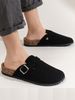 Men's Mule Shoes, New Spring Vintage Slip-On Casual Loafers With Pu Upper, Cork Grain Closed-Toe Half-Slippers, Flat Slippers With Adjustable Buckle_vogvips.com