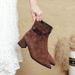 Women's Retro Chunky Heel Ankle Boots, 2025 New Autumn And Winter Pointed Toe Brown Boots, French Suede Mid-calf Slimming High-hee_vogvips.com