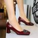 Heel Sandals Patent Leather Heel Sandals Patent Leather K Elegant Banquet Style Women S With Chunky Heels Shallow Mouth Square Toe Patent Leather Met_vogvips.com