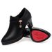 Women's Chunky Heel Round Toe Slip-On Dress Shoes - Soft Leather Comfortable Flats With Side Zipper For Work & Daily Wear_vogvips.com