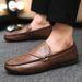 New Autumn Men's Loafers, Korean Style Breathable Casual Leather Shoes, Trendy Versatile Slip-on Sneakers, Non-slip_vogvips.com