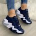 Sports And Leisure Women's Chunky Casual Shoes Increase Height Matching Color European And American Thick-soled Casual Lace-up Large Size_vogvips.com
