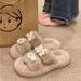 2024 Autumn Winter New Thick-Soled Fleece-Lined Cute Fluffy For Women Cotton Women's One-Strap Slippers_vogvips.com