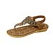 Women's Bohemian Flat Sandals Rhinestone Embellished Round Toe Open Toe European Style Flower_vogvips.com