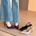 In Stock 26H3~ Elegant Bow High-heeled Shoes, 2026 New Style, Pointed Toe, Thin Heel, Satin Closed-toe Sandals_vogvips.com