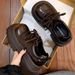 Big Head And Small Leather Shoes Women's Platform Lace-up Loafers Heightening Single Shoes_vogvips.com