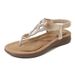 Women's Shoes Outside Flower Pattern Rhinestone Sandals Flat Large Size Sandals_vogvips.com