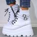 Thick-Soled Hot-Selling In-Stock European And American Style Platform Heel Colorful High-Top Lace-Up Ankle Boots_vogvips.com