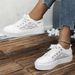 Women Fashion Summer Casual White Cutouts Lace Canvas Hollow Breathable Platform Flat Shoes Woman Sneakers_vogvips.com