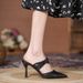 2022 Summer New Women's High Heels, Thin Heel, Small Slip-On, Comfortable Sandals, Large Size, Versatile, Soft, Commuter_vogvips.com