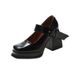 Mary Jane High-heeled Shoes For Women With Buckle, 2023 Early Spring Vintage Square-toed Women's Waterproof Platform_vogvips.com