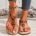 Women's Retro Casual Roman Flat Non-slip Beaded Sandals_vogvips.com