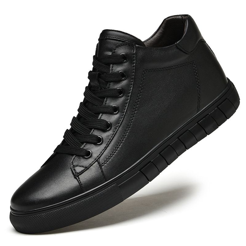 Board Shoes Men's High-top Top Top Layer Velvet Warm Little White Shoes Flat Casual Shoes Men's Shoes_vogvips.com