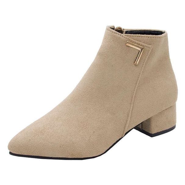 Low Chunky Heel Martin Women 2025 New Korean Style Bare Pointed Toe Short Autumn Winter Women's Boots_vogvips.com