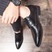 Euro Step 2020 Spring And Autumn New Brogue Printed Leather For Men Breathable Business Pointed Lace-up Men's Formal Dress Shoes_vogvips.com