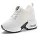 2023 New Women's Height-Increasing White Sneakers, Breathable Mesh Casual Sports Shoes, Wholesale In Stock_vogvips.com