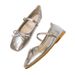 2025 Fall New French Style Mary Jane Shoes For Women, Square Toe, Shallow Mouth, Flat Sole, With Bow Strap_vogvips.com