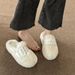 Closed-Toe Furry For Women, Autumn And Winter Outdoor Wear, 2025 New Trendy Thick-Soled Platform Home Fuzzy Cotton_vogvips.com
