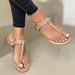 2025 Summer New Flat Bottom Water Diamond Clip Toe Buckle Strap 40-43 Casual For Women Sandals_vogvips.com