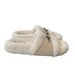 Cross-Border Supply~ Winter Versatile Casual Furry Open-Toe Home Cotton Slippers, Plush Warm Shoes For Women_vogvips.com