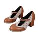 In-stock Color-blocked Polka Dot High Heels, 2026 Autumn New Model, Round Toe, Chunky Heel, Large Size, Foreign Trade_vogvips.com