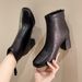 French Style White Short For Women 2025 Autumn Winter New High Heels Slim Chunky Heel Thin Martin Boots_vogvips.com