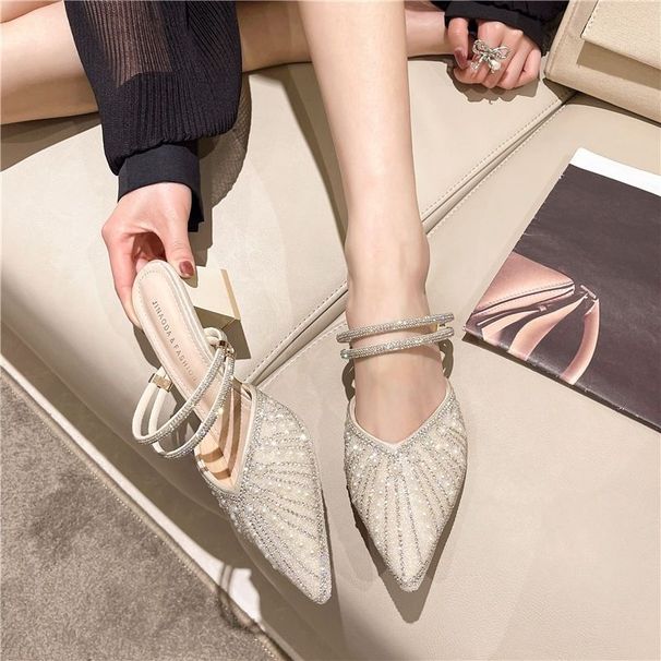 New Korean Version Of Internet Celebrity Spring/summer Sandals, Half Slippers, Wrapped Toe, Low Thick Heels, Fairy_vogvips.com