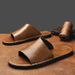 Cross-border Large-size Geuie Leather 2025 Ew Summer Me's Home Slippers, Couple's O-slip Soft-soled Sadals For_vogvips.com