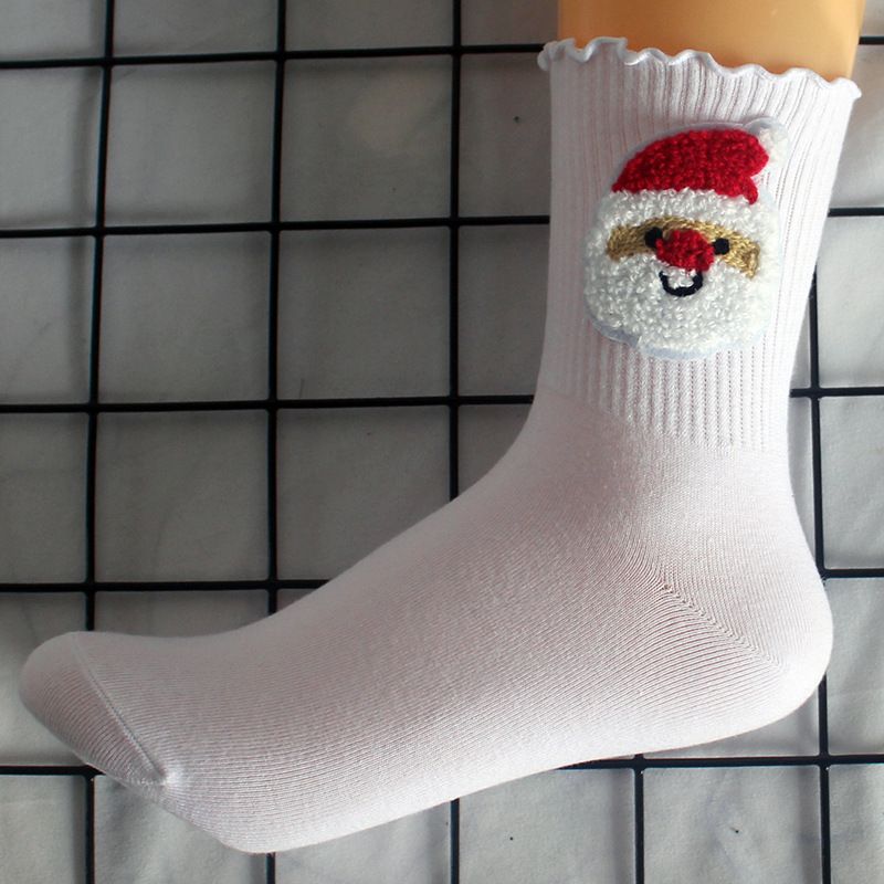 Socks Santa Claus Head Socks Holiday Gift Women's Socks Student Mid Tube Sports Casual Cotton Socks Christmas Socks Women's Warm_vogvips.com