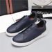 European Collection 2026 New Classic Elastic Band White Leather Slip-On Loafers Flat Men's Sneakers_vogvips.com