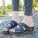 Women's Shoes Summer Women's Wedge Heel Stitching Sandals Fish Mouth Thick Bottom Hollow Large Size Shoes Embroidered One Word Sandals_vogvips.com