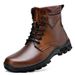 Men's Leather Men's Retro Leather Boots Front Tooling Shoes Breathable Martin Boots Low Heel Single Shoes Men's Shoes_vogvips.com