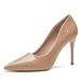 Genuine Leather High Heels 2024 New French Design Nude Color Pointed Toe Stiletto Comfortable Professional Single Shoes_vogvips.com