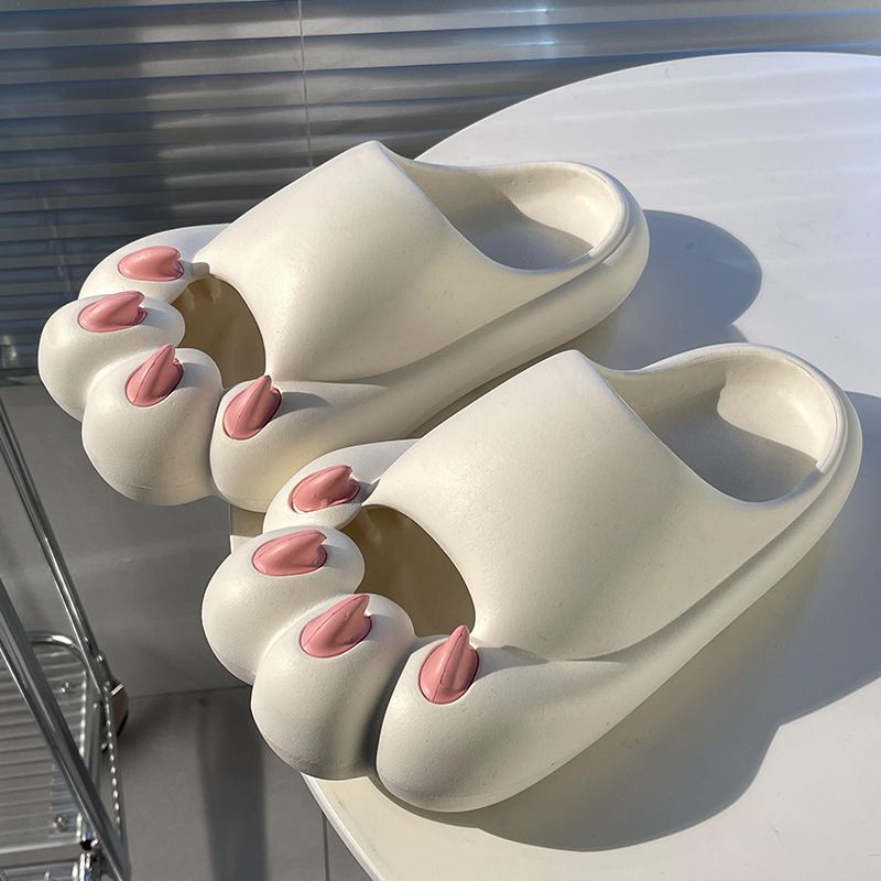 Cute Cat Paw Slippers For Women Summer Cartoon Girl Heart Closed Toe Indoor Couple Thick Sole EVA Slippers For Men_vogvips.com