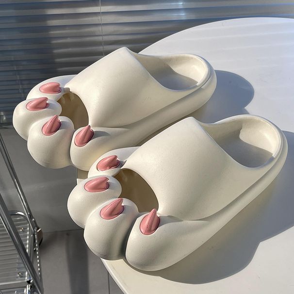Cute Cat Paw Slippers For Women Summer Cartoon Girl Heart Closed Toe Indoor Couple Thick Sole EVA Slippers For Men_vogvips.com