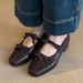 Sheepskin Genuine Leather French Ballet For Women Soft Sole With Dress Retro Mary Jane Bowknot Flat Shoes_vogvips.com