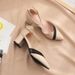 Women's Fairy-Style Chunky Heel Sandals 2026 New Spring/Summer Versatile Color-Block Pointed Toe Mid-Heel Fashionable_vogvips.com