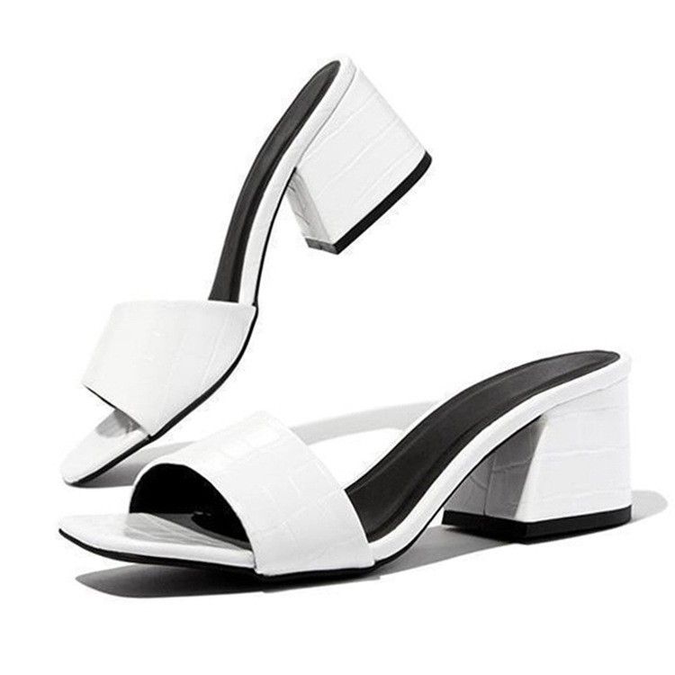 African Chunky Heel High Heeled Sandals for Women Square Toe Strappy Sandals European American Style_vogvips.com