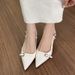 Nude French Style Closed-Toe Sandals For Women Summer Elegant Sexy Pointed Toe High Heels Stiletto Back Strap Single_vogvips.com