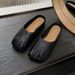 New Style Women's Summer Open-toe Mules For Outdoor Wear, Versatile Retro French-style Pleated Slip-on Flat Shoes_vogvips.com