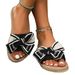 Women’s Shoes Home Slippers Summer New Breathable Indoor Cloth Slippers Small Fragrance Style Bow Sandals For Women To Wear Black And White_vogvips.com