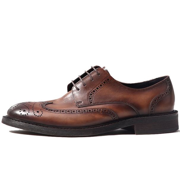 ShoeVault Dropshipping/British Brogue Carved Men's Cowhide Retro Casual Business Formal Leather Wedding Shoes_vogvips.com